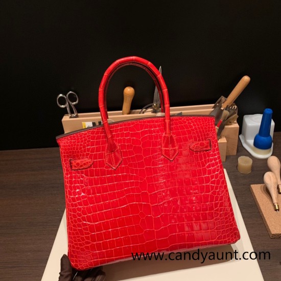 Hermes Birkin 30cm porosus Crocodile 95 /Braise Gold Hardware Full Handmade Hermes Birkin 30cm porosus Crocodile 95 /Braise Gold Hardware Full Handmade