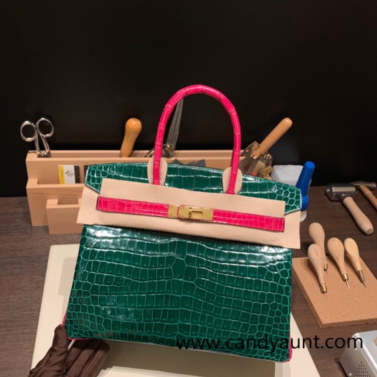 Hermes Birkin 30cm porosus Crocodile 8T /Rose Candy Gold Hardware Full Handmade Hermes Birkin 30cm porosus Crocodile 8T /Rose Candy Gold Hardware Full Handmade