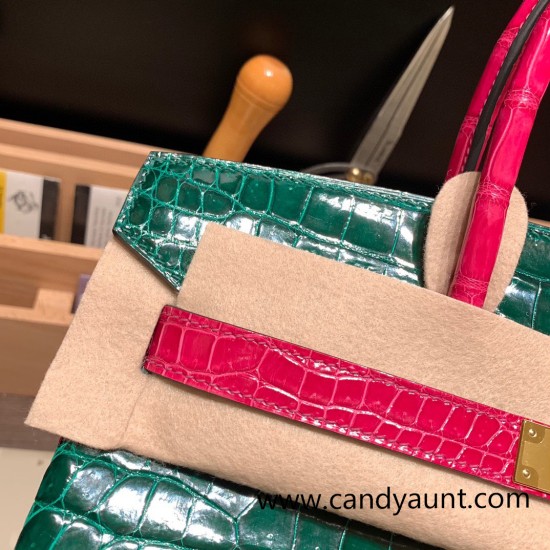 Hermes Birkin 30cm porosus Crocodile 8T /Rose Candy Gold Hardware Full Handmade Hermes Birkin 30cm porosus Crocodile 8T /Rose Candy Gold Hardware Full Handmade