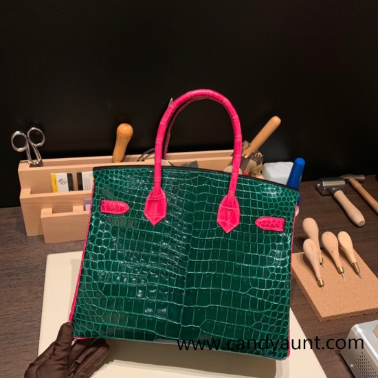 Hermes Birkin 30cm porosus Crocodile 8T /Rose Candy Gold Hardware Full Handmade Hermes Birkin 30cm porosus Crocodile 8T /Rose Candy Gold Hardware Full Handmade