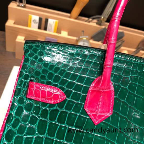 Hermes Birkin 30cm porosus Crocodile 8T /Rose Candy Gold Hardware Full Handmade Hermes Birkin 30cm porosus Crocodile 8T /Rose Candy Gold Hardware Full Handmade