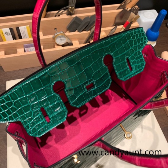 Hermes Birkin 30cm porosus Crocodile 8T /Rose Candy Gold Hardware Full Handmade Hermes Birkin 30cm porosus Crocodile 8T /Rose Candy Gold Hardware Full Handmade