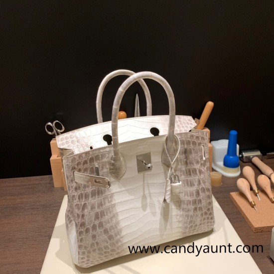 Hermes Birkin 30cm Himalaya 01 Silver Hardware Full Handmade Hermes Birkin 30cm Himalaya 01 Silver Hardware Full Handmade
