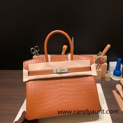 Hermes Birkin 30cm Matta Crocodile 37/ Gold Silver Hardware  Full Handmade