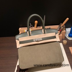 Hermes Birkin 30cm swift& chamois Silver Hardware  Full Handmade