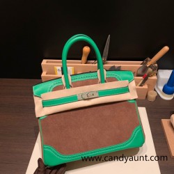 Hermes Birkin 30cm swift& chamois 1K /Bambou & 37/ Gold Silver Hardware  Full Handmade