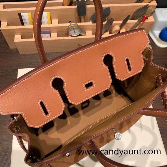 Hermes Birkin 30cm swift& chamois 37/Gold Silver Hardware Full Handmade Hermes Birkin 30cm swift& chamois 37/Gold Silver Hardware Full Handmade
