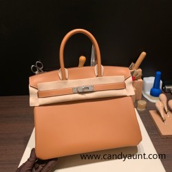 Hermes Birkin 30cm Jonathan 37/Gold Silver Hardware  Full Handmade