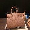 Hermes Birkin 30cm Ostrich 18 /Étoupe Grey Gold Hardware  Full Handmade birkin30-016