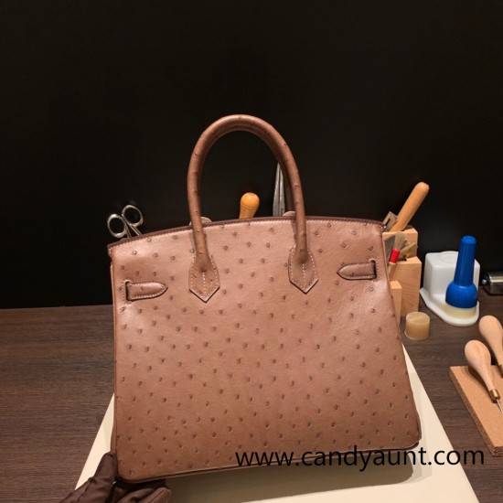 Hermes Birkin 30cm Ostrich 18 /Étoupe Grey Gold Hardware Full Handmade Hermes Birkin 30cm Ostrich 18 /Étoupe Grey Gold Hardware Full Handmade