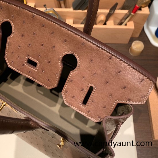 Hermes Birkin 30cm Ostrich 18 /Étoupe Grey Gold Hardware Full Handmade Hermes Birkin 30cm Ostrich 18 /Étoupe Grey Gold Hardware Full Handmade