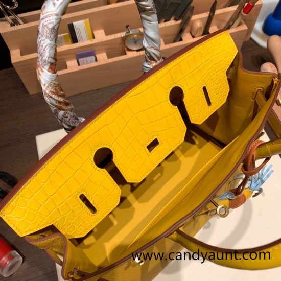 Hermes Birkin 30cm Crocodile& Touch 9D /Jaune Ambre Gold Hardware Full Handmade Hermes Birkin 30cm Crocodile& Touch 9D /Jaune Ambre Gold Hardware Full Handmade