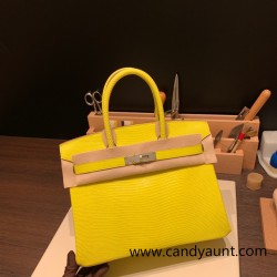 Hermes Birkin 30cm lizard 9L/ CANARI Silver Hardware  Full Handmade