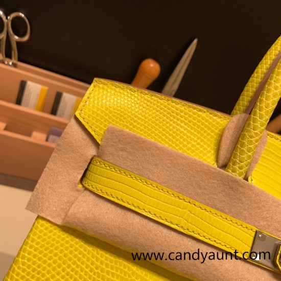 Hermes Birkin 30cm lizard 9L/ CANARI Silver Hardware Full Handmade Hermes Birkin 30cm lizard 9L/ CANARI Silver Hardware Full Handmade