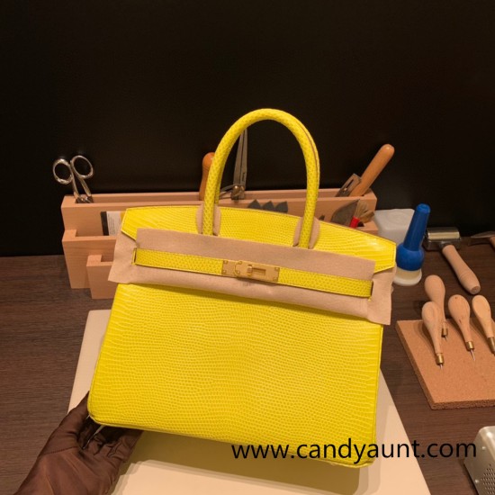 Hermes Birkin 30cm lizard 9L/CANARI Gold Hardware Full Handmade Hermes Birkin 30cm lizard 9L/CANARI Gold Hardware Full Handmade