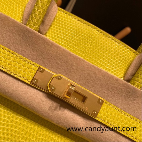 Hermes Birkin 30cm lizard 9L/CANARI Gold Hardware Full Handmade Hermes Birkin 30cm lizard 9L/CANARI Gold Hardware Full Handmade