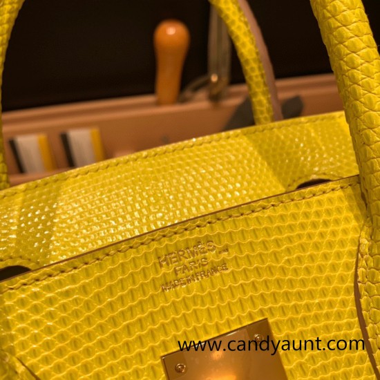 Hermes Birkin 30cm lizard 9L/CANARI Gold Hardware Full Handmade Hermes Birkin 30cm lizard 9L/CANARI Gold Hardware Full Handmade