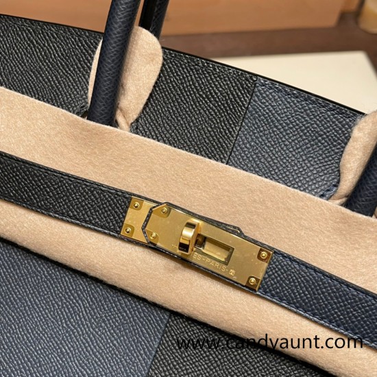 Hermes Birkin 30cm Casaque 89/ Black & 76/Blue Indigo & 0F/Blue Frida Gold Hardware Full Handmade Hermes Birkin 30cm Casaque 89/ Black & 76/Blue Indigo & 0F/Blue Frida Gold Hardware Full Handmade
