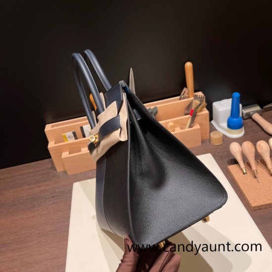 Hermes Birkin 30cm Casaque 89/ Black & 76/Blue Indigo & 0F/Blue Frida Gold Hardware Full Handmade Hermes Birkin 30cm Casaque 89/ Black & 76/Blue Indigo & 0F/Blue Frida Gold Hardware Full Handmade