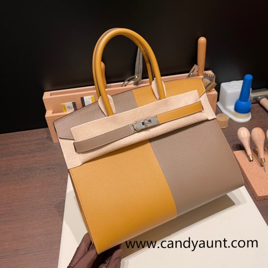 Hermes Birkin 30cm Casaque 2S /Sesame &18/Étoupe Grey& 2Z/ Blue nuit Silver Hardware Full Handmade Hermes Birkin 30cm Casaque 2S /Sesame &18/Étoupe Grey& 2Z/ Blue nuit Silver Hardware Full Handmade