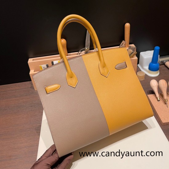 Hermes Birkin 30cm Casaque 2S /Sesame &18/Étoupe Grey& 2Z/ Blue nuit Silver Hardware Full Handmade Hermes Birkin 30cm Casaque 2S /Sesame &18/Étoupe Grey& 2Z/ Blue nuit Silver Hardware Full Handmade