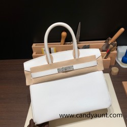 Hermes Birkin 30cm Epsom 01/White (Blanc) Silver Hardware Gold Hardware  Full Handmade