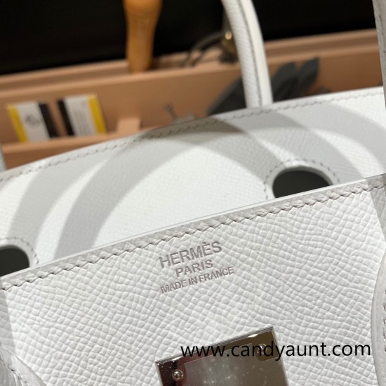 Hermes Birkin 30cm Epsom 01/White (Blanc) Silver Hardware Gold Hardware Full Handmade Hermes Birkin 30cm Epsom 01/White (Blanc) Silver Hardware Gold Hardware Full Handmade
