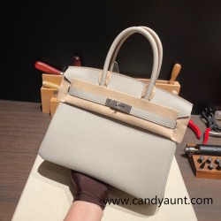 Hermes birkin 30cm togo 80 /Pearl Grey Silver Hardware  Full Handmade