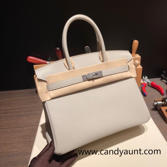 Hermes birkin 30cm togo 80 /Pearl Grey Silver Hardware Full Handmade Hermes birkin 30cm togo 80 /Pearl Grey Silver Hardware Full Handmade