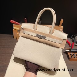 Hermes birkin 30cm togo 10 /Craie Silver Hardware  Full Handmade