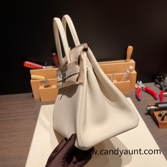 Hermes birkin 30cm togo 10 /Craie Silver Hardware Full Handmade Hermes birkin 30cm togo 10 /Craie Silver Hardware Full Handmade