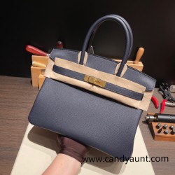 Hermes birkin 30cm togo 2Z/ Blue nuit Silver Hardware  Full Handmade