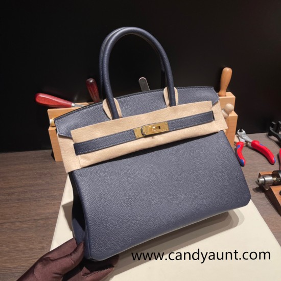 Hermes birkin 30cm togo 2Z/ Blue nuit Silver Hardware Full Handmade Hermes birkin 30cm togo 2Z/ Blue nuit Silver Hardware Full Handmade