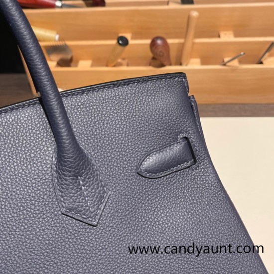 Hermes birkin 30cm togo 2Z/ Blue nuit Silver Hardware Full Handmade Hermes birkin 30cm togo 2Z/ Blue nuit Silver Hardware Full Handmade