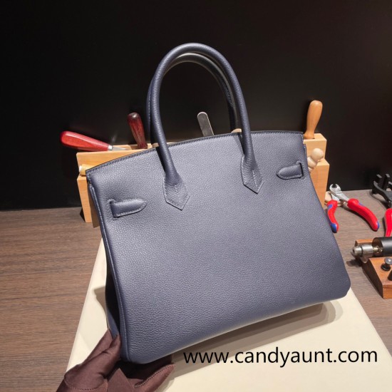 Hermes birkin 30cm togo 2Z/ Blue nuit Silver Hardware Full Handmade Hermes birkin 30cm togo 2Z/ Blue nuit Silver Hardware Full Handmade