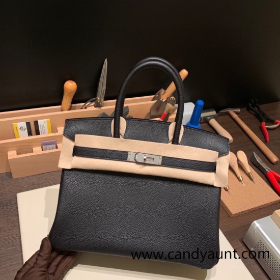 Hermes birkin 30cm togo 89/ Black (Noir) Silver Hardware Full Handmade Hermes birkin 30cm togo 89/ Black (Noir) Silver Hardware Full Handmade