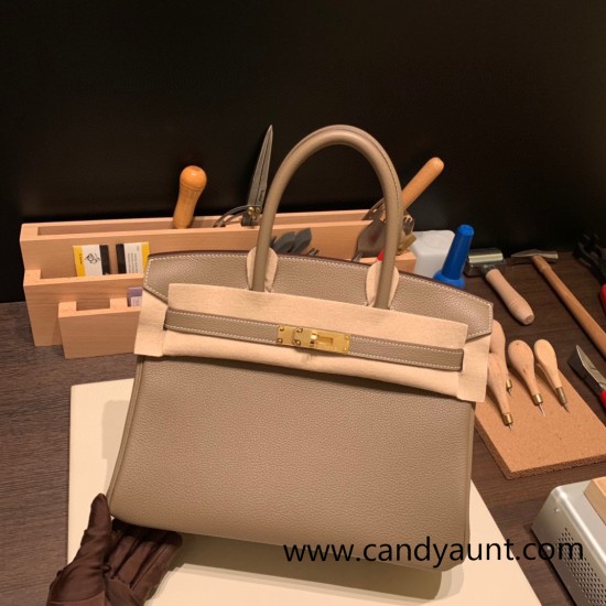 Hermes birkin 30cm togo 18/Étoupe Grey Gold Hardware Full Handmade Hermes birkin 30cm togo 18/Étoupe Grey Gold Hardware Full Handmade