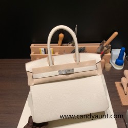 Hermes birkin 30cm togo 10/ Craie Silver Hardware  Full Handmade