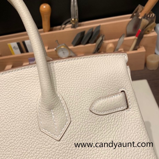 Hermes birkin 30cm togo 10/ Craie Silver Hardware Full Handmade Hermes birkin 30cm togo 10/ Craie Silver Hardware Full Handmade
