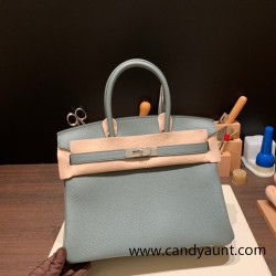 Hermes birkin 30cm togo 63/ Vert Amande Silver Hardware  Full Handmade