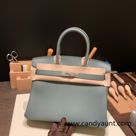 Hermes birkin 30cm togo 63/ Vert Amande Silver Hardware Full Handmade Hermes birkin 30cm togo 63/ Vert Amande Silver Hardware Full Handmade