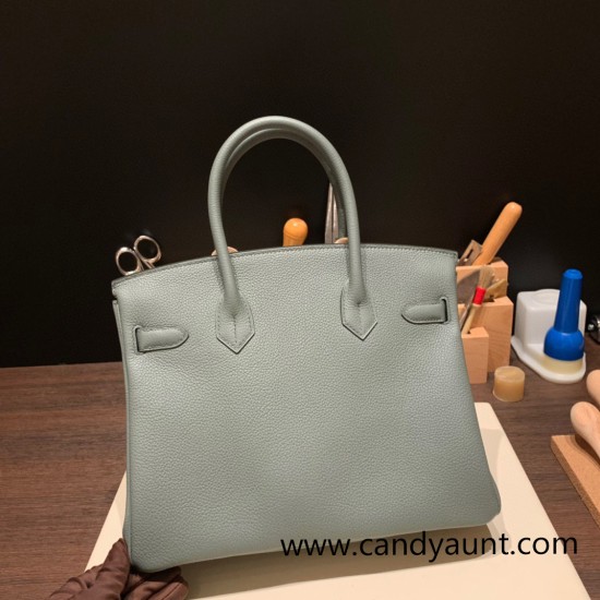 Hermes birkin 30cm togo 63/ Vert Amande Silver Hardware Full Handmade Hermes birkin 30cm togo 63/ Vert Amande Silver Hardware Full Handmade