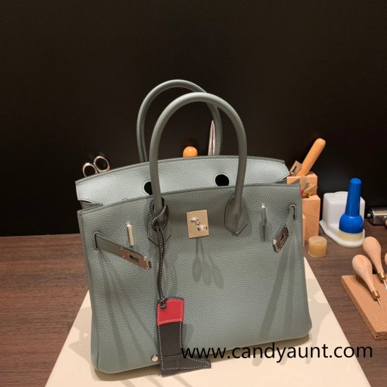 Hermes birkin 30cm togo 63/ Vert Amande Silver Hardware Full Handmade Hermes birkin 30cm togo 63/ Vert Amande Silver Hardware Full Handmade