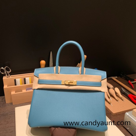 Hermes birkin 30cm togo 75 /Blue Jean Gold Hardware Full Handmade Hermes birkin 30cm togo 75 /Blue Jean Gold Hardware Full Handmade