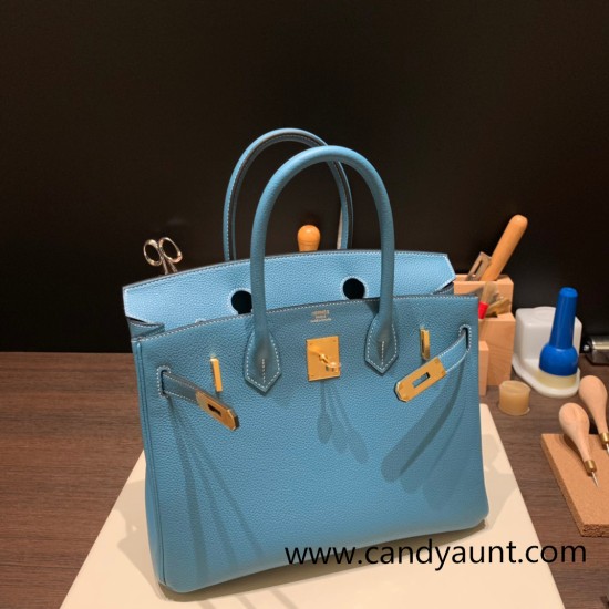 Hermes birkin 30cm togo 75 /Blue Jean Gold Hardware Full Handmade Hermes birkin 30cm togo 75 /Blue Jean Gold Hardware Full Handmade