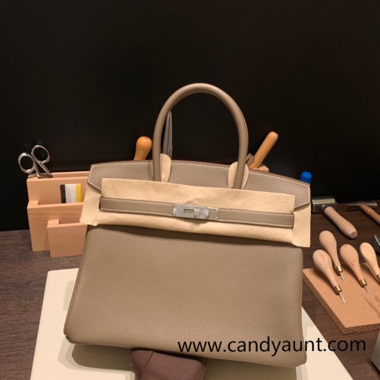 Hermes birkin 30cm togo 18 /Étoupe Grey Silver Hardware Full Handmade Hermes birkin 30cm togo 18 /Étoupe Grey Silver Hardware Full Handmade