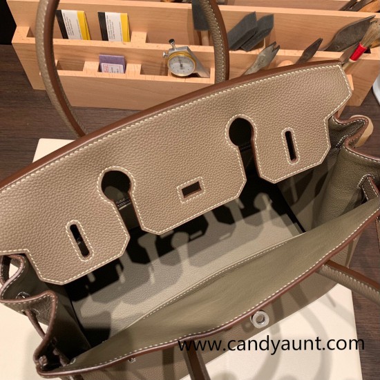 Hermes birkin 30cm togo 18 /Étoupe Grey Silver Hardware Full Handmade Hermes birkin 30cm togo 18 /Étoupe Grey Silver Hardware Full Handmade