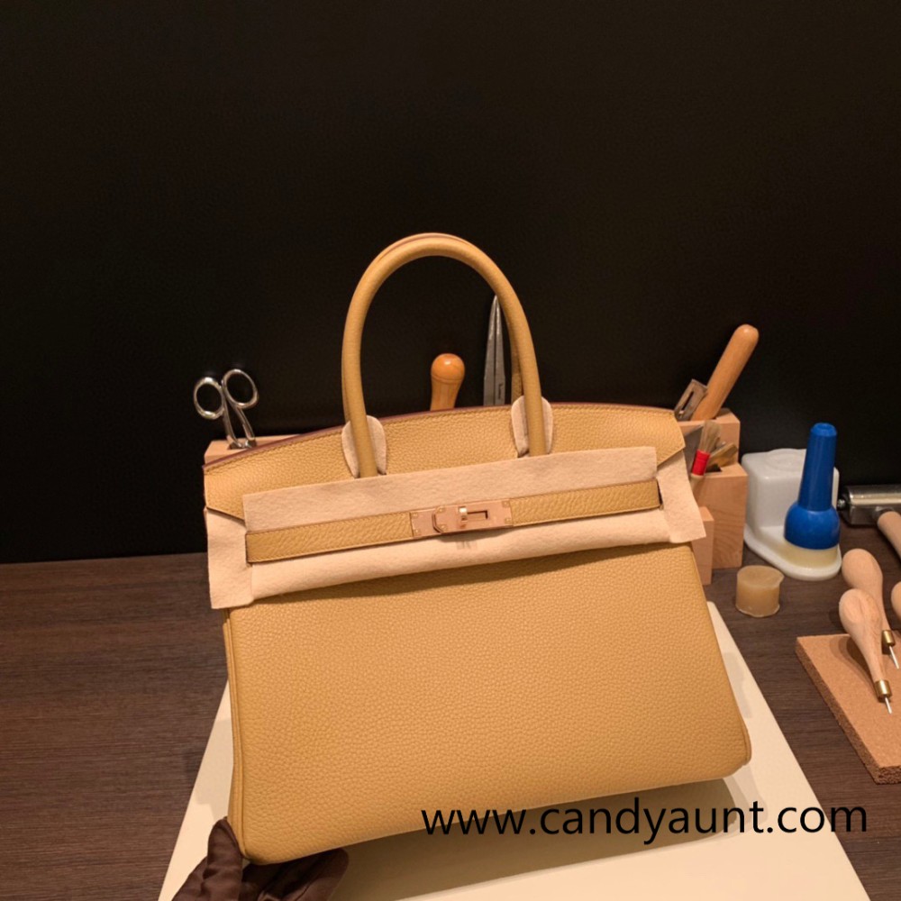Hermes birkin 30cm togo 4B /Biscuit Gold Hardware  Full Handmade birkin30-046