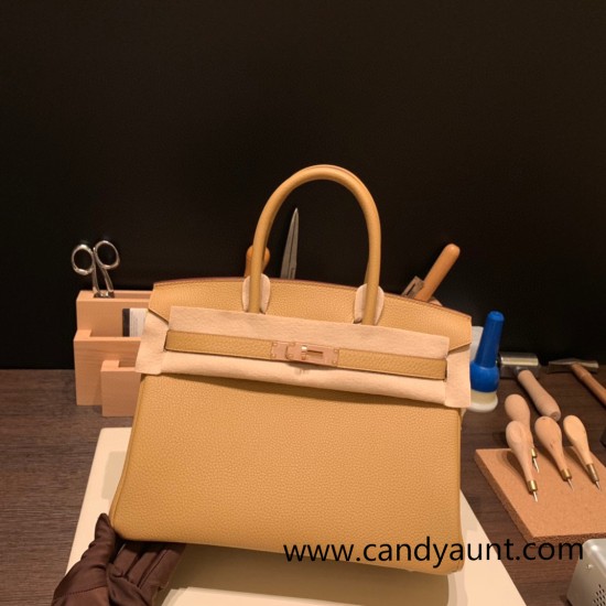 Hermes birkin 30cm togo 4B /Biscuit Gold Hardware Full Handmade Hermes birkin 30cm togo 4B /Biscuit Gold Hardware Full Handmade