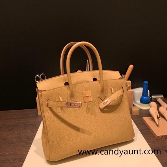 Hermes birkin 30cm togo 4B /Biscuit Gold Hardware Full Handmade Hermes birkin 30cm togo 4B /Biscuit Gold Hardware Full Handmade